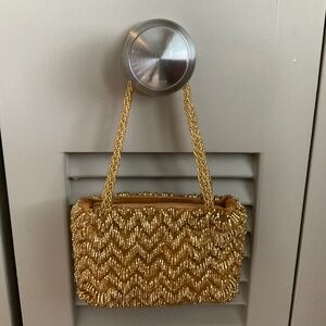 Vintage Gold Beaded Evening Bag